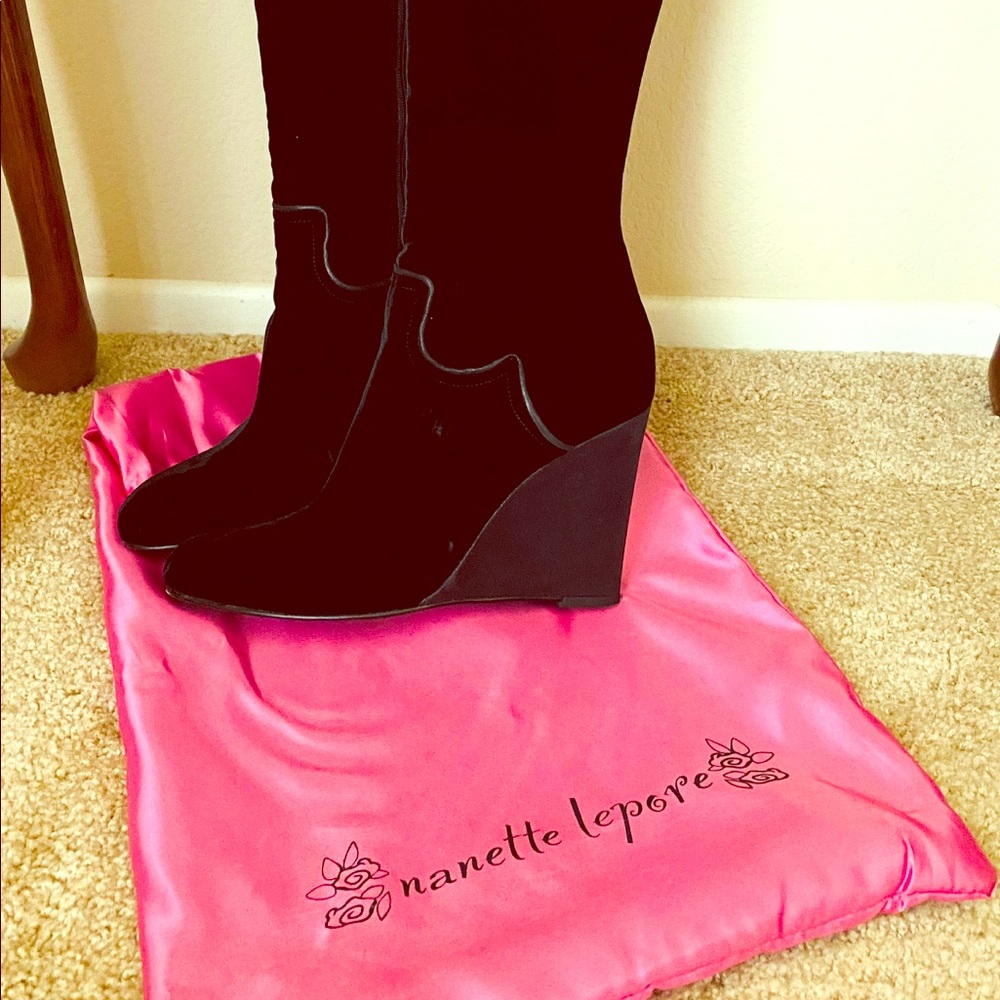Nanette Lepore Black Velvet Boots
